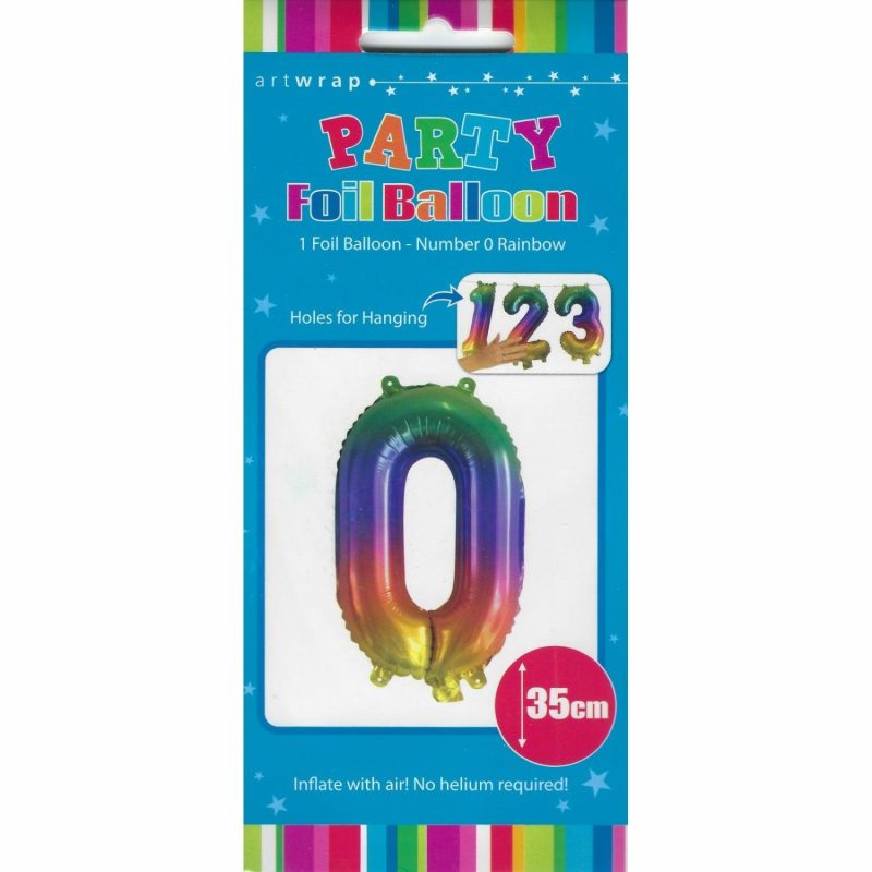 Letters & Numbers | Rainbow Number 0 Balloon 35Cm Balloons Letters & Numbers