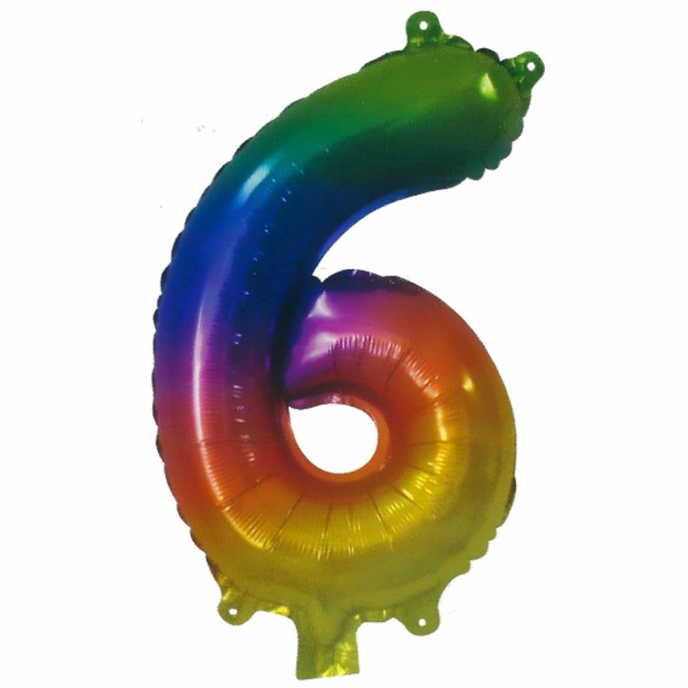 Letters & Numbers | Rainbow Number 6 Balloon 35Cm Balloons Letters & Numbers