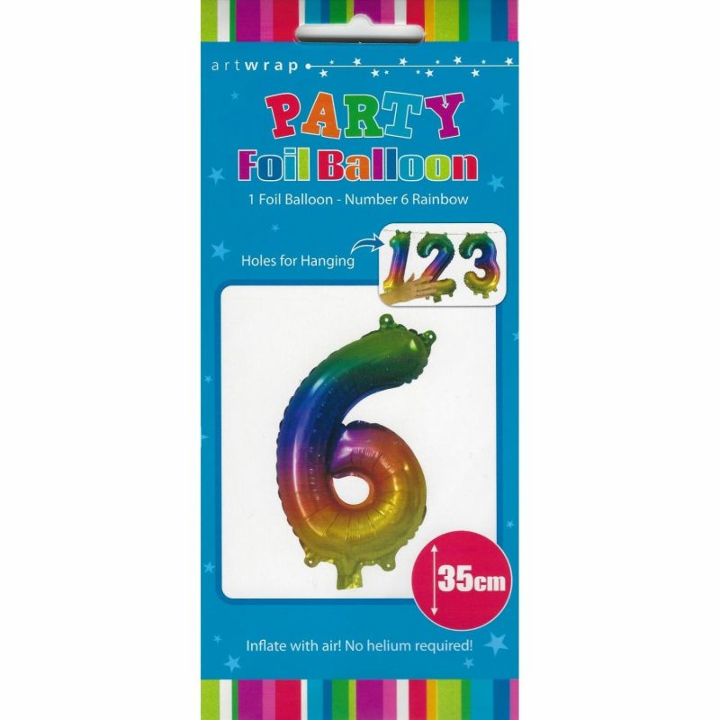 Letters & Numbers | Rainbow Number 6 Balloon 35Cm Balloons Letters & Numbers