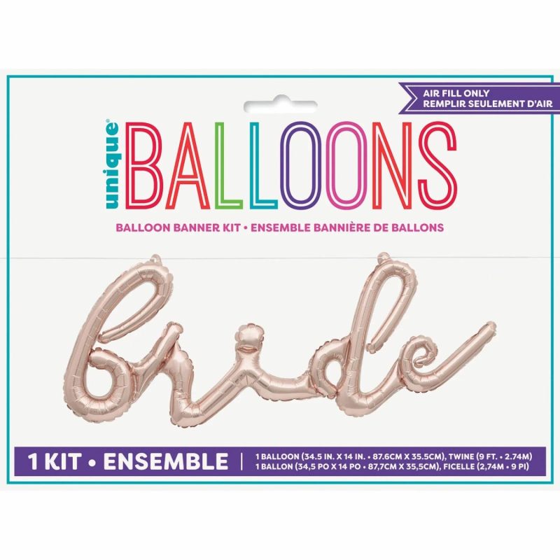 Letters & Numbers | Rose Gold Bride Air Fill Foil Balloon Banner Balloons Letters & Numbers