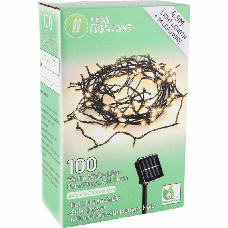 Lighting | 100 Warm White Solar Led Fairy Lights 4.9M Decor Lighting