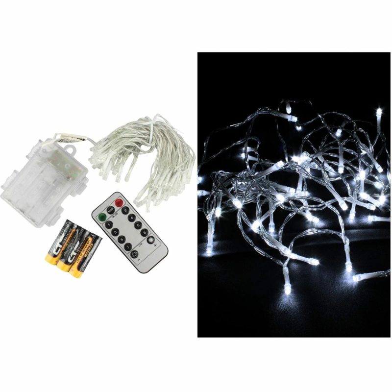 Lighting | 50 Cool White Battery Operated Led Fairy Lights With Remote Control 4.9M Decor Lighting