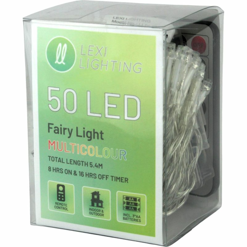 Lighting | 50 Multicolour Battery Operated Led Fairy Lights With Remote Control 4.9M Decor Lighting