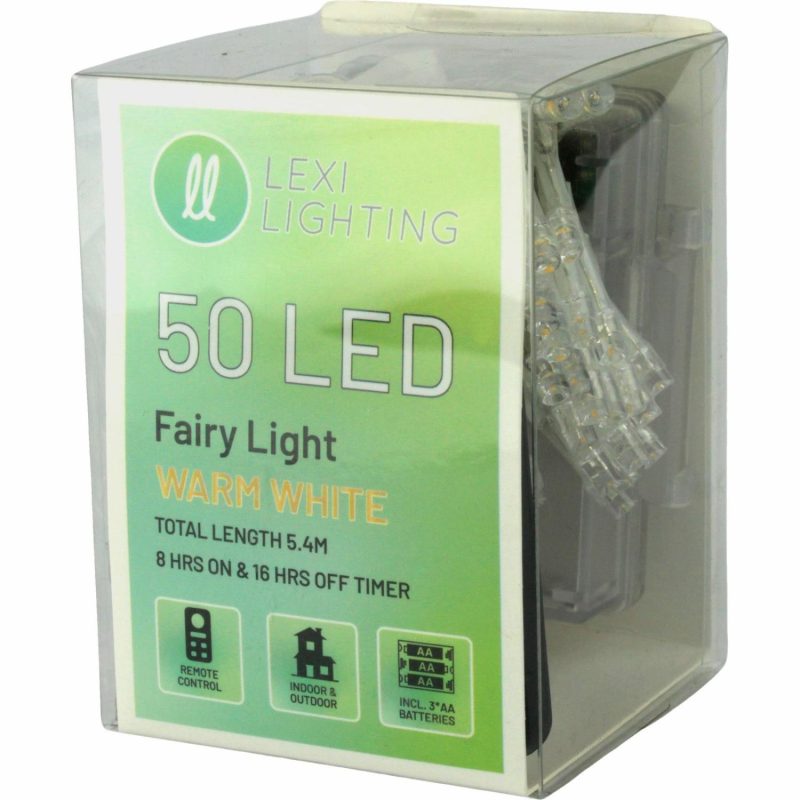 Lighting | 50 Warm White Battery Operated Led Fairy Lights With Remote Control 4.9M Decor Lighting