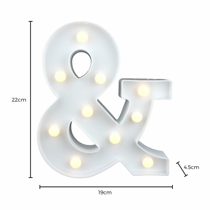 Lighting | Led Light Up Ampersand White Decor Lighting