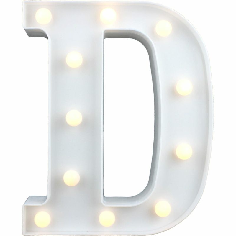 Lighting | Led Light Up Letter D White Decor Lighting