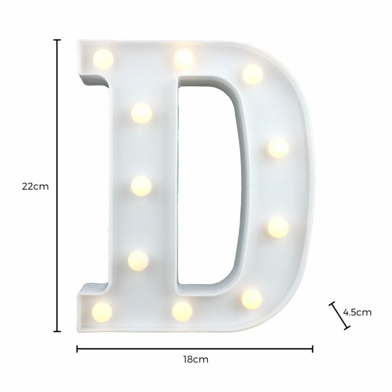 Lighting | Led Light Up Letter D White Decor Lighting