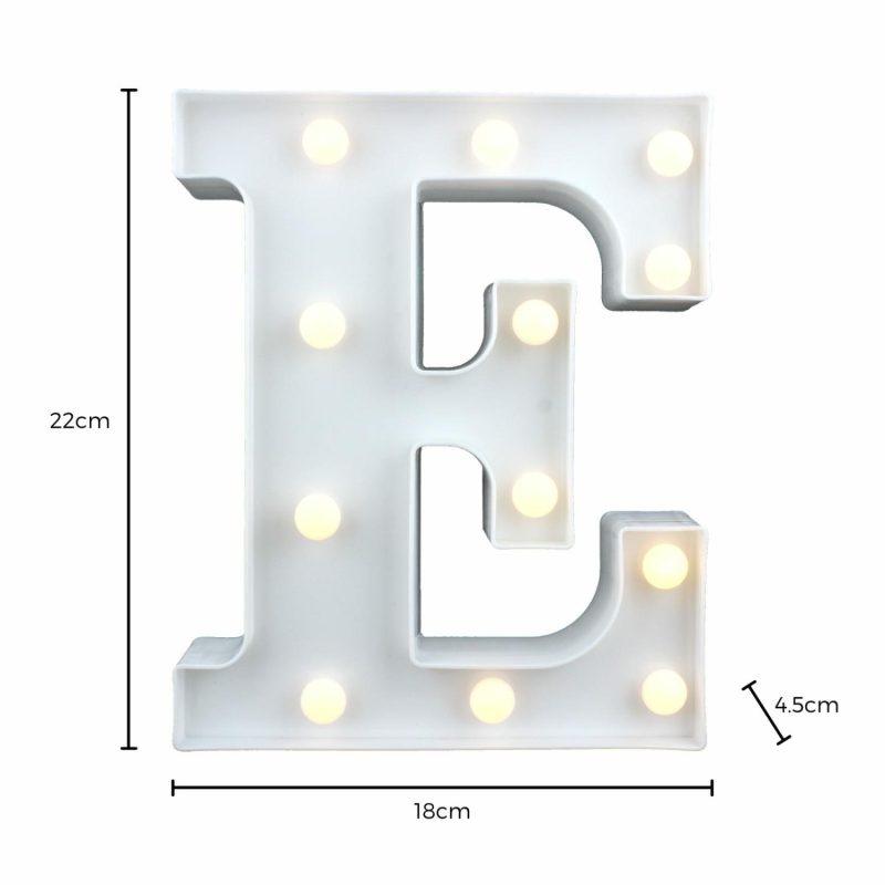 Lighting | Led Light Up Letter E White Decor Lighting