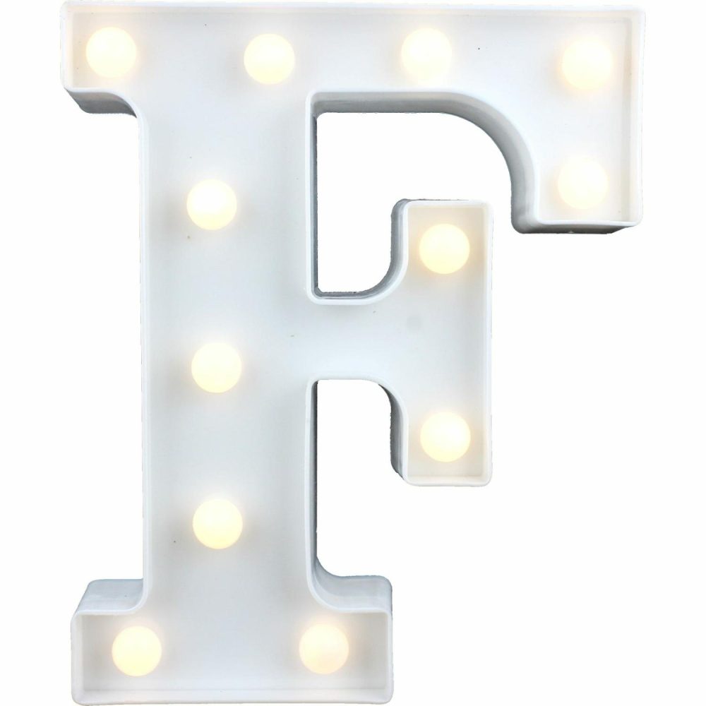 Lighting | Led Light Up Letter F White Decor Lighting