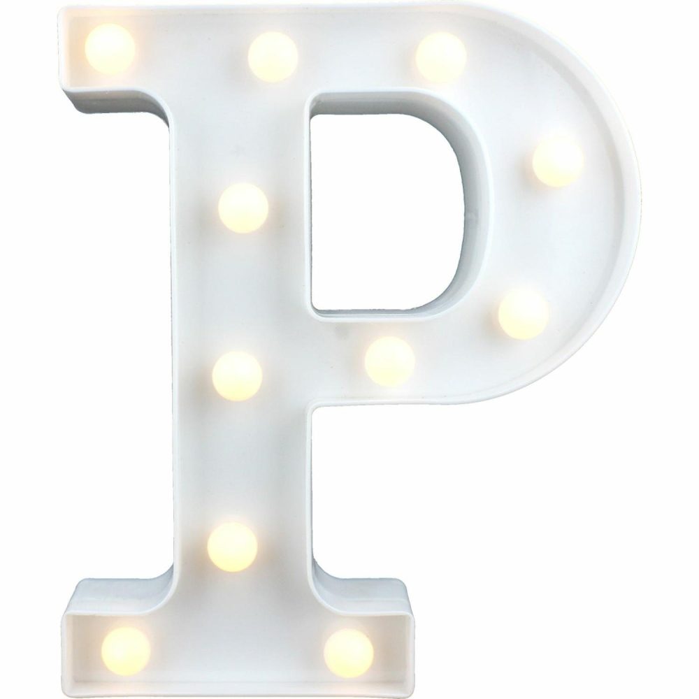 Lighting | Led Light Up Letter P White Decor Lighting