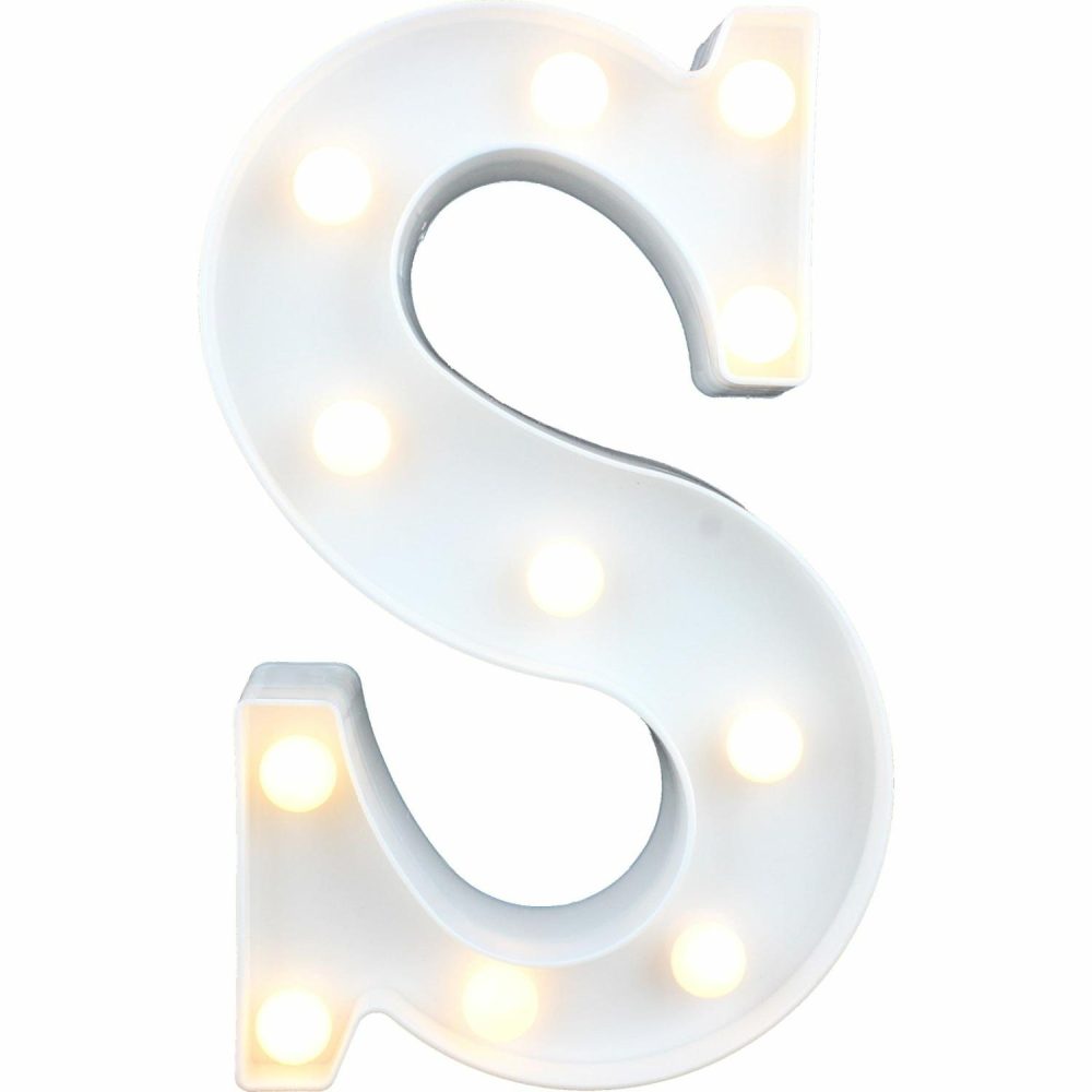 Lighting | Led Light Up Letter S White Decor Lighting