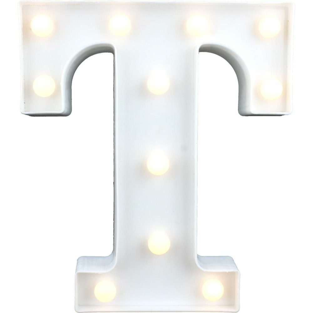 Lighting | Led Light Up Letter T White Decor Lighting