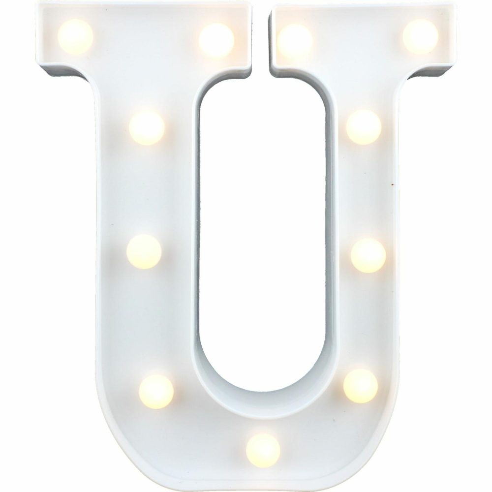 Lighting | Led Light Up Letter U White Decor Lighting