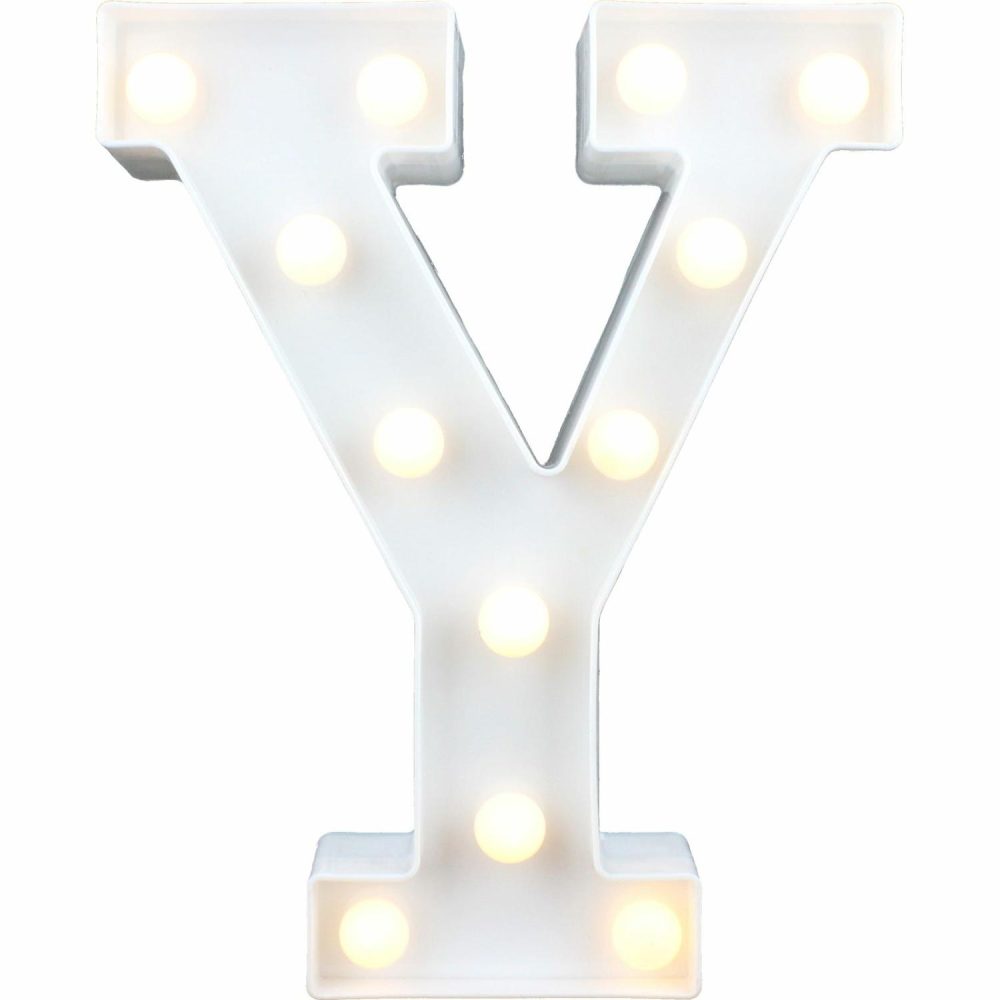 Lighting | Led Light Up Letter Y White Decor Lighting