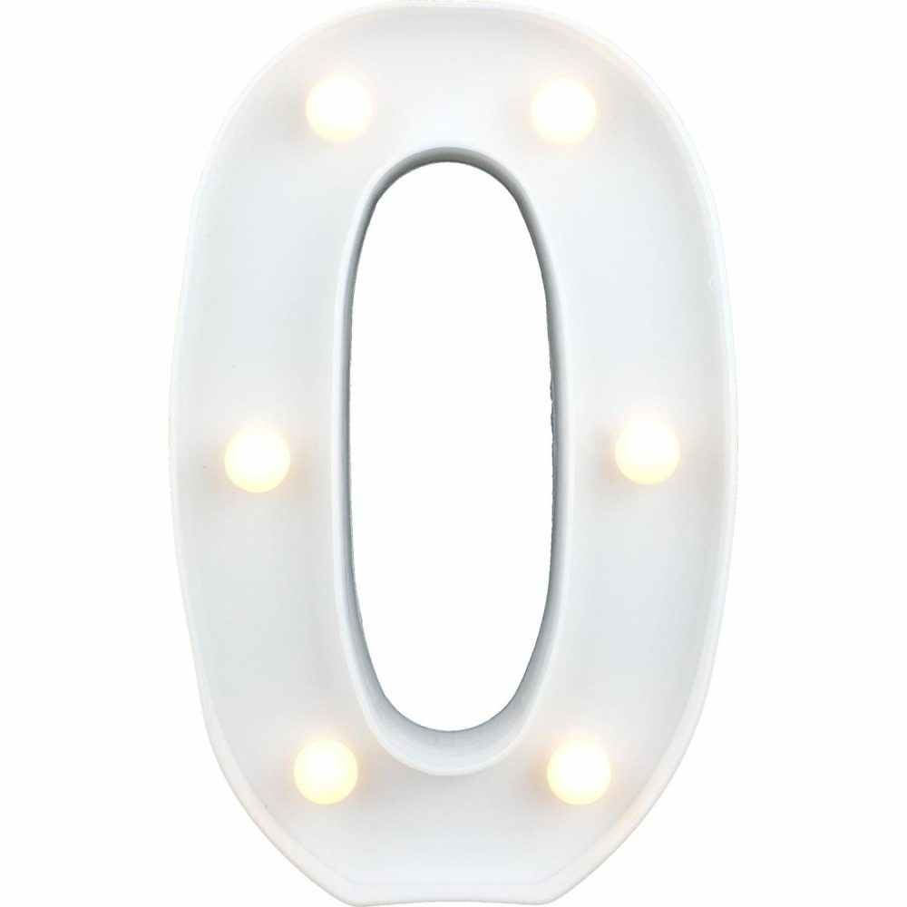 Lighting | Led Light Up Number 0 White Decor Lighting