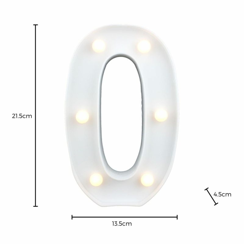 Lighting | Led Light Up Number 0 White Decor Lighting