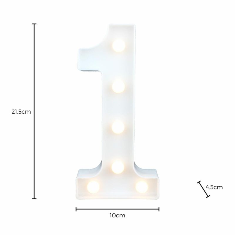 Lighting | Led Light Up Number 1 White Decor Lighting