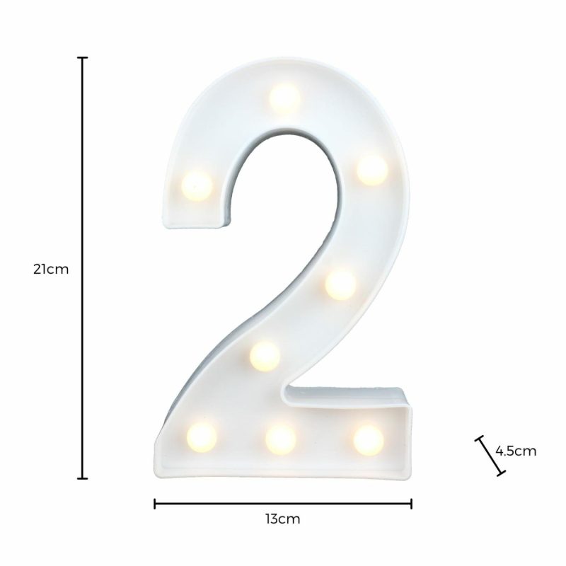 Lighting | Led Light Up Number 2 White Decor Lighting