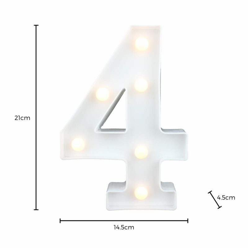 Lighting | Led Light Up Number 4 White Decor Lighting