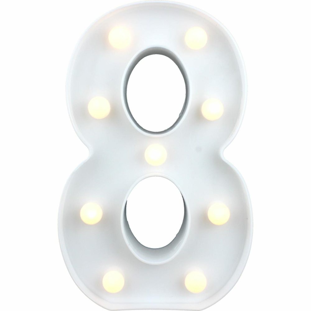 Lighting | Led Light Up Number 8 White Decor Lighting