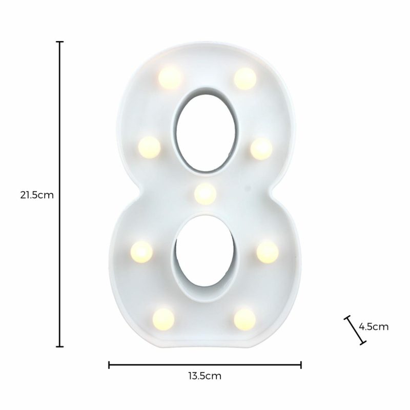 Lighting | Led Light Up Number 8 White Decor Lighting