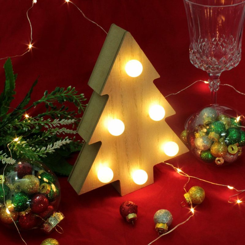 Lighting | Light Up Led Wooden Christmas Tree Decor Lighting