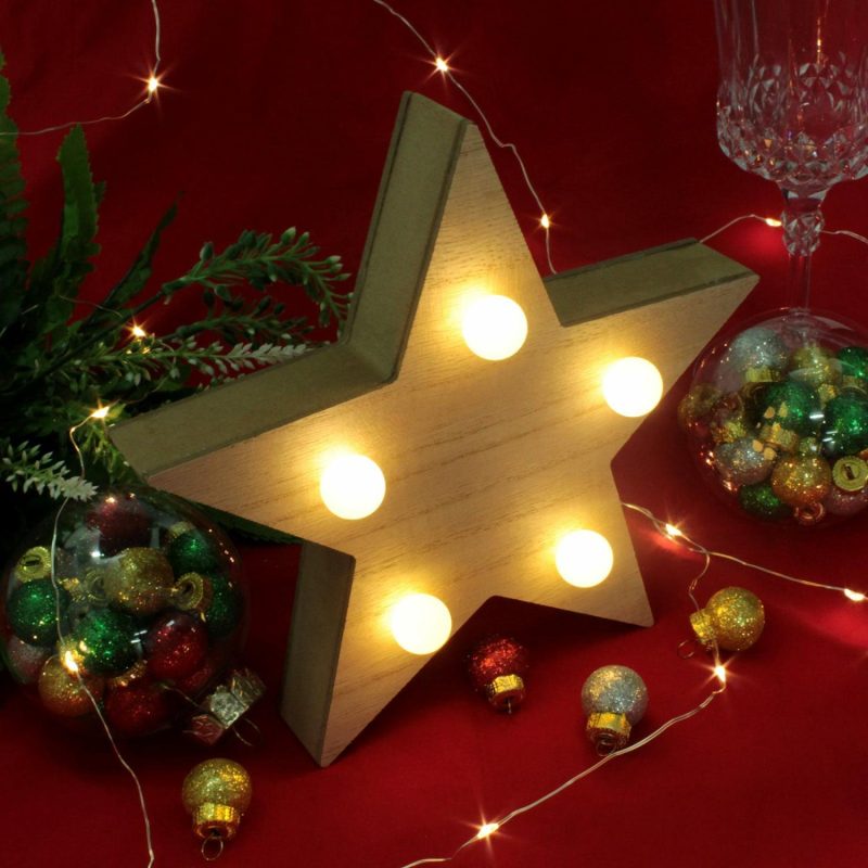 Lighting | Light Up Led Wooden Star Decor Lighting