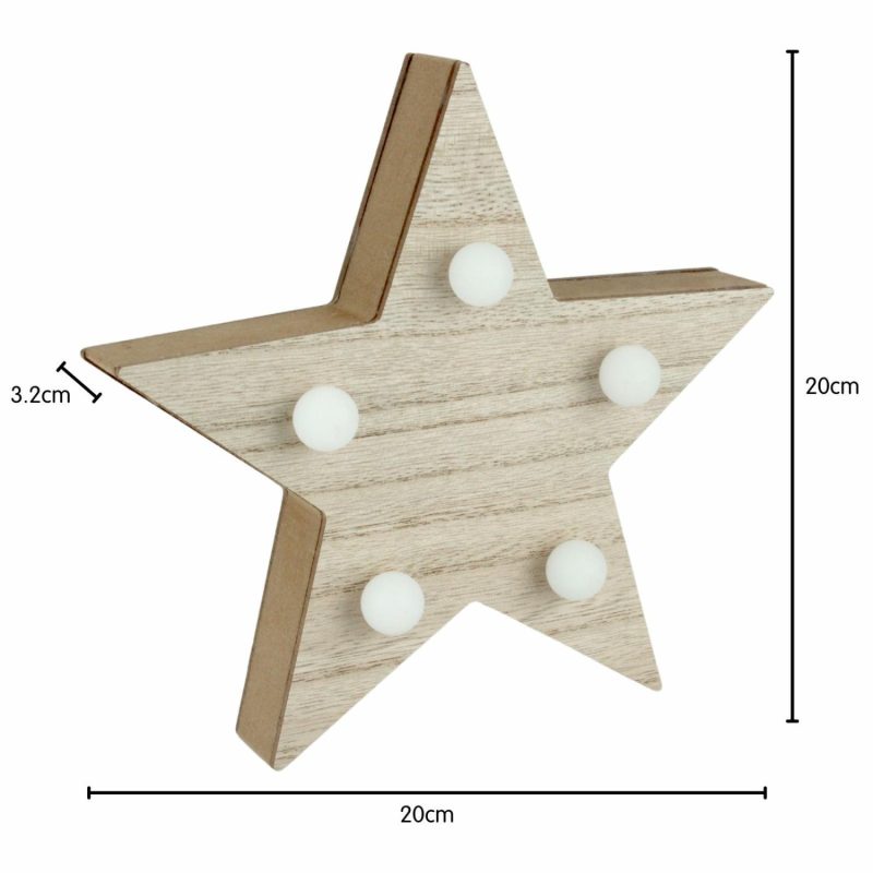 Lighting | Light Up Led Wooden Star Decor Lighting