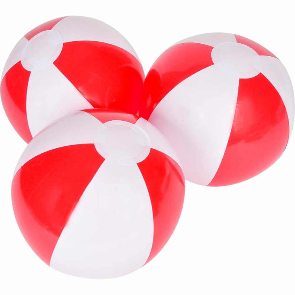 Outdoor Games | Red And White Inflatable Beach Balls (Pack Of 12) Outdoor Games Outdoor Games