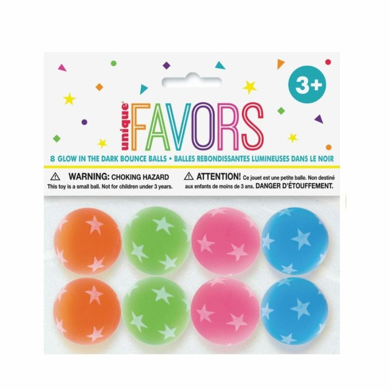 Party Bag Fillers | Glow In The Dark Bounce Balls (Pack Of 8) Gifts Party Bag Fillers