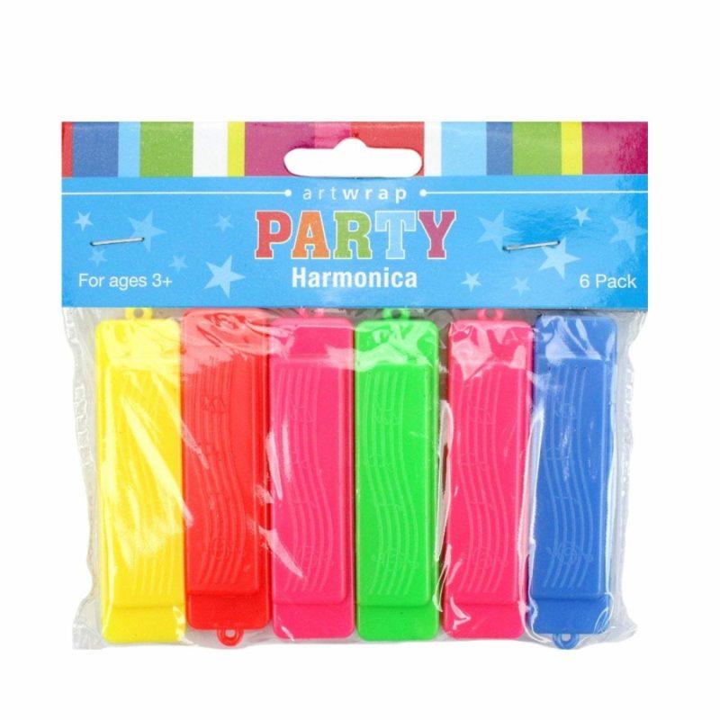 Party Bag Fillers | Harmonicas Assorted Colours (Pack Of 6) Gifts Party Bag Fillers