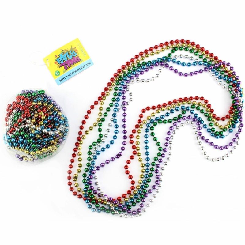 Party Bag Fillers | Metallic Coloured Bead Necklaces (Pack Of 6) Gifts Party Bag Fillers