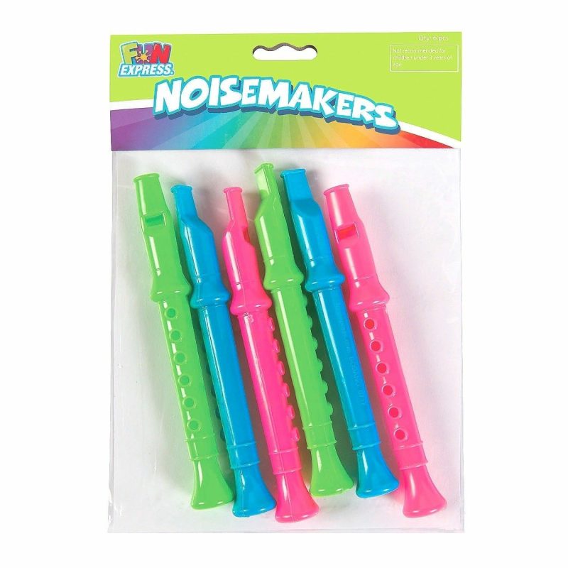 Party Bag Fillers | Neon Plastic Flutes (Pack Of 6) Gifts Party Bag Fillers