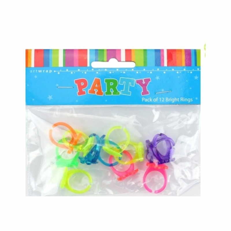 Party Bag Fillers | Plastic Neon Rings (Pack Of 12) Gifts Party Bag Fillers