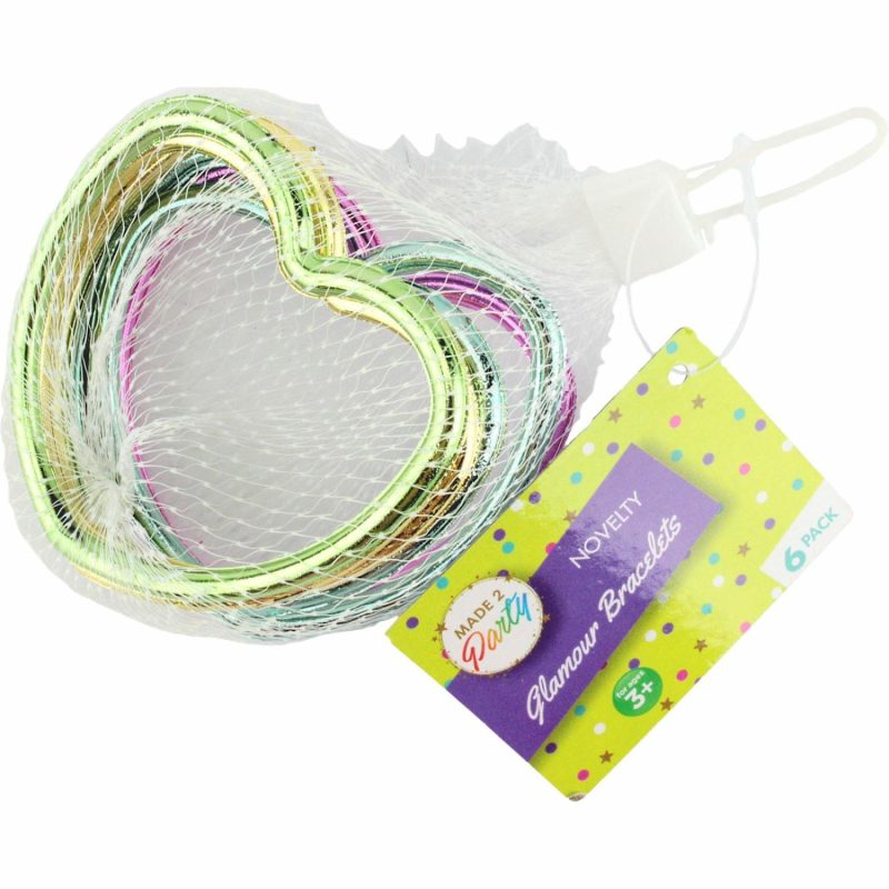 Party Bag Fillers | Shiny Heart Shape Plastic Bangles (Pack Of 6) Gifts Party Bag Fillers