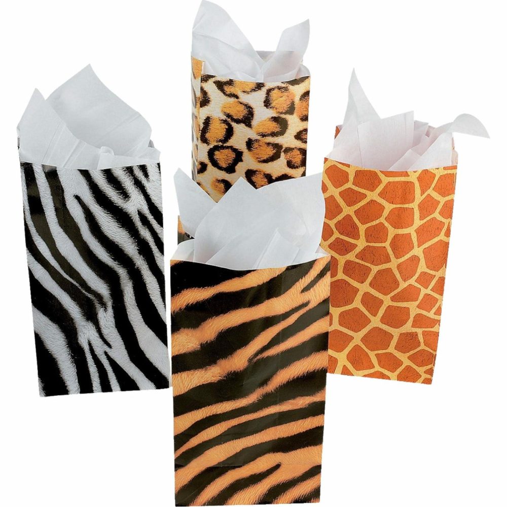 Party Bags | Animal Print Paper Favour Bags (Pack Of 12) Gifts Party Bags