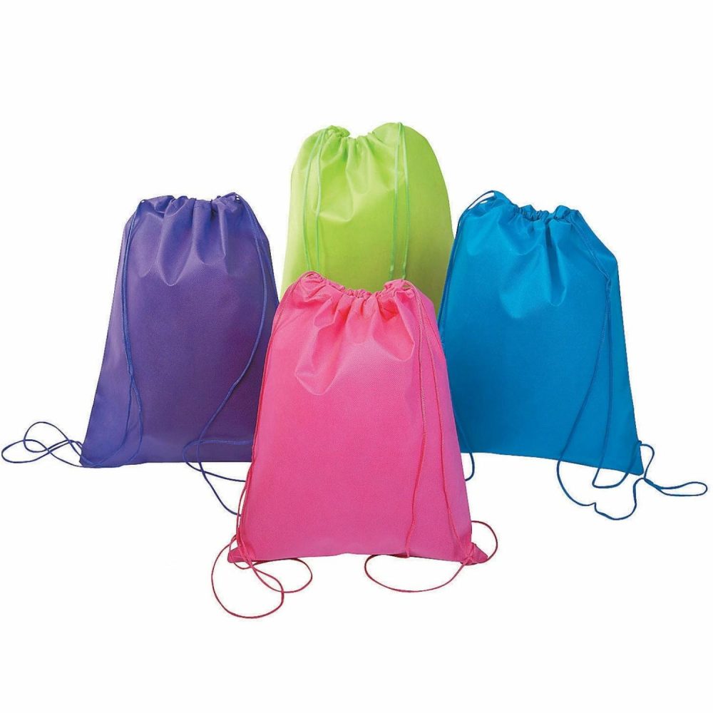 Party Bags | Bright Coloured Drawstring Bags (Pack Of 12) Gifts Party Bags