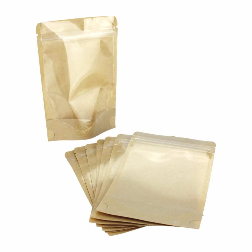 Party Bags | Brown Paper Resealable Bags With Windows 15Cm (8 Pack) Gifts Party Bags