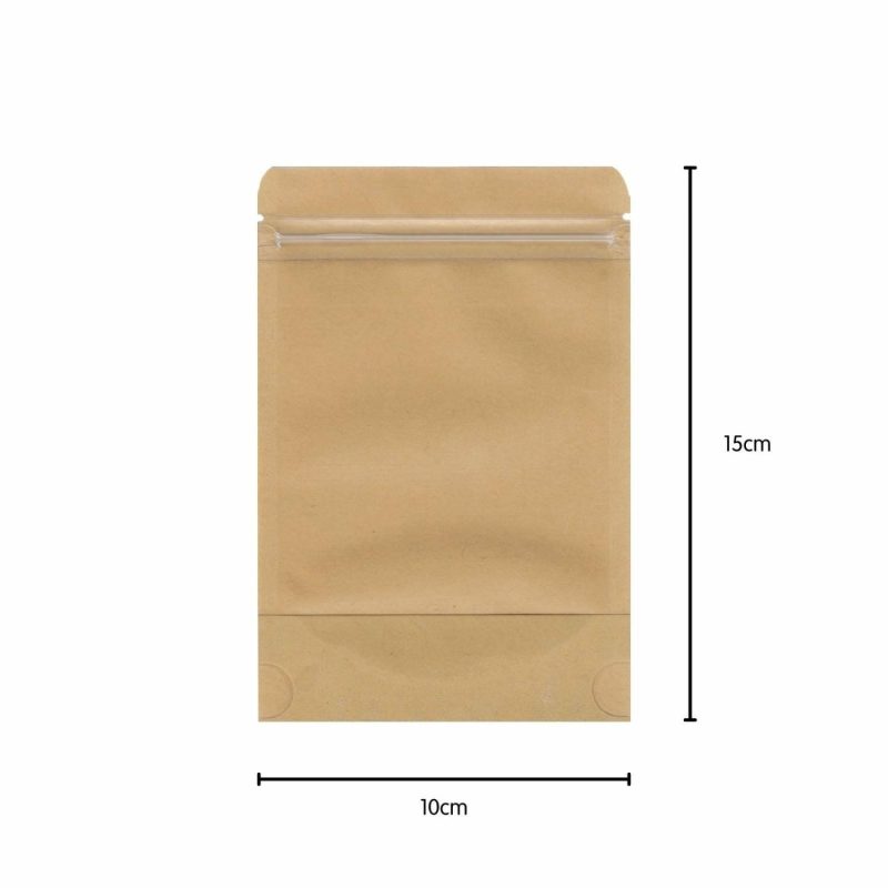 Party Bags | Brown Paper Resealable Bags With Windows 15Cm (8 Pack) Gifts Party Bags