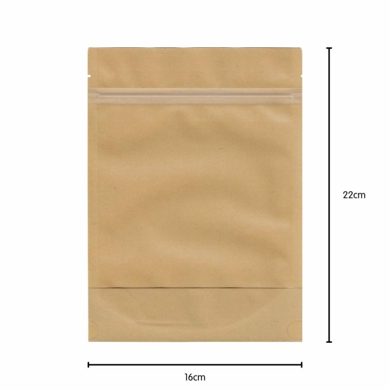 Party Bags | Brown Paper Resealable Bags With Windows 22Cm (6 Pack) Gifts Party Bags