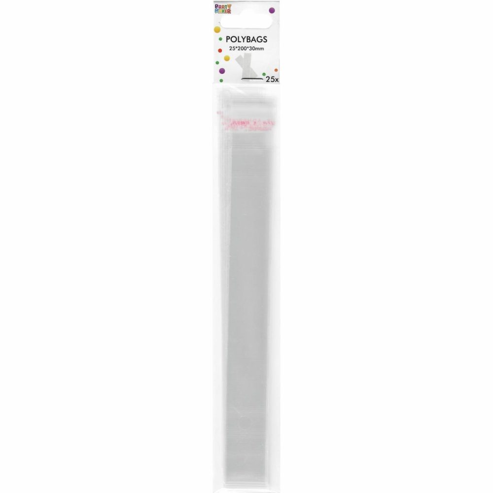 Party Bags | Clear Cellophane Polybag Treat Tubes 2.5Cm X 20Cm (Pack Of 25) Gifts Party Bags