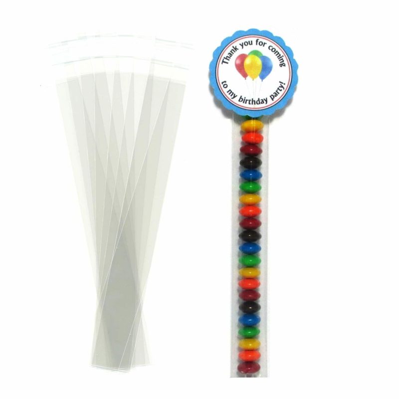 Party Bags | Clear Cellophane Polybag Treat Tubes 2.5Cm X 20Cm (Pack Of 25) Gifts Party Bags