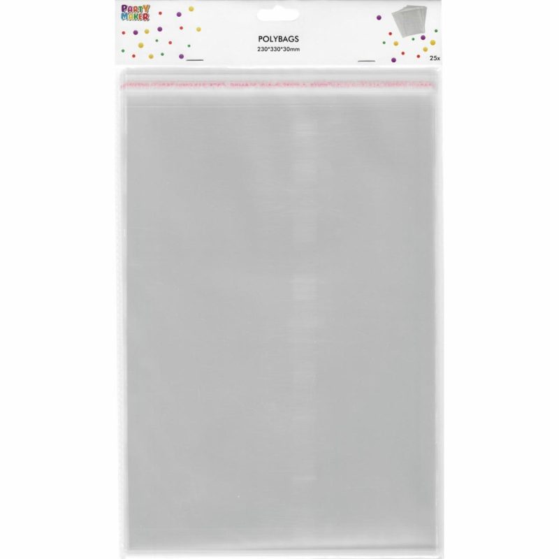 Party Bags | Clear Peel & Seal Cello Plastic Bags 23Cm X 33Cm (Pack Of 25) Gifts Party Bags