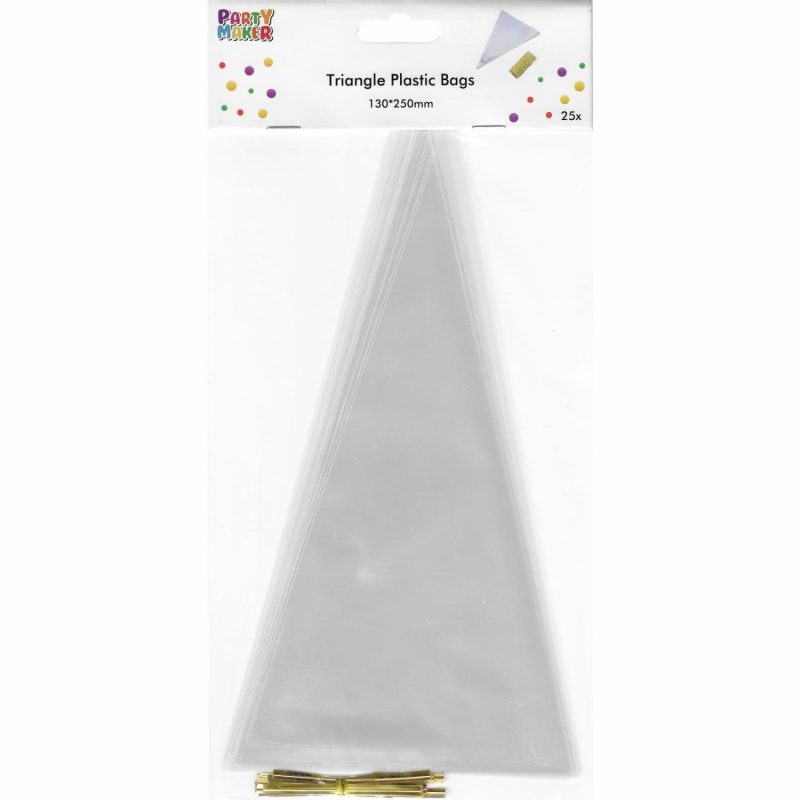 Party Bags | Clear Triangle Cellophane Bags 13Cm X 25Cm (Pack Of 25) Gifts Party Bags