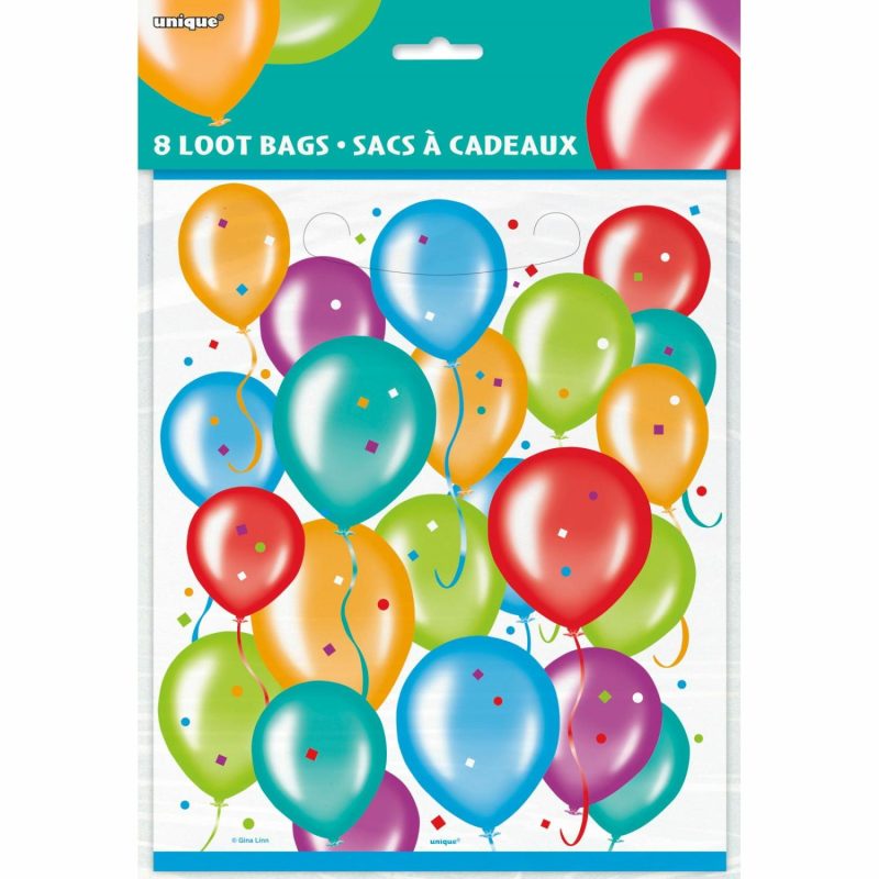 Party Bags | Confetti Balloons Plastic Lolly/Treat Bags (Pack Of 8) Gifts Party Bags