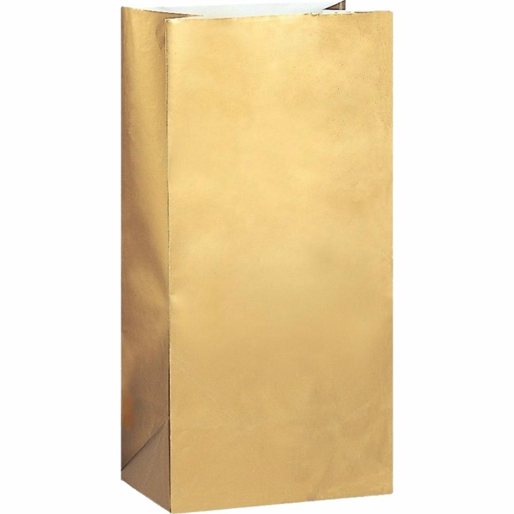 Party Bags | Gold Paper Party Bags (Pack Of 10) Gifts Party Bags