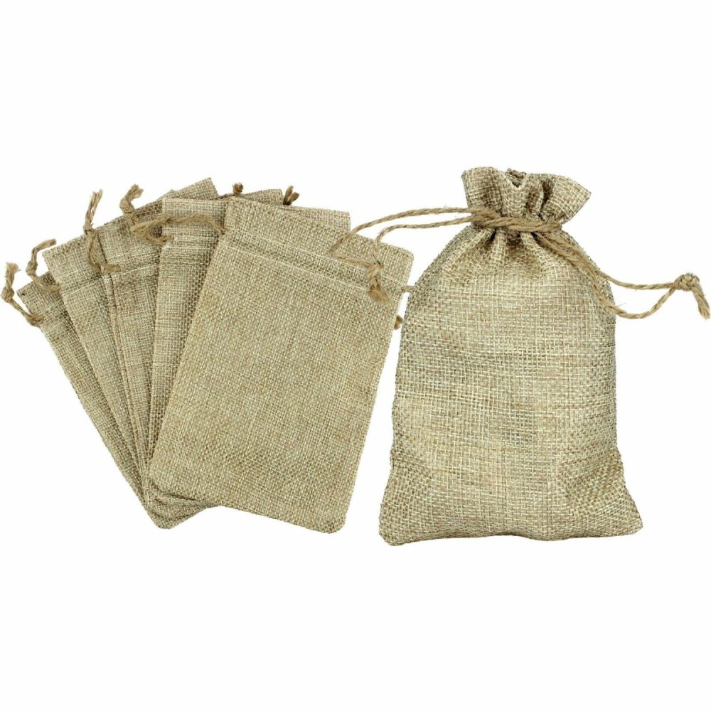 Party Bags | Hessian Bags 10Cm X 15Cm (Pack Of 6) Gifts Party Bags