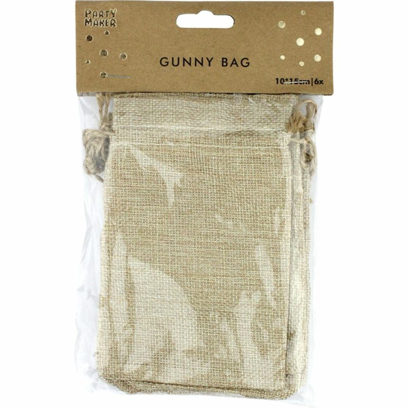 Party Bags | Hessian Bags 10Cm X 15Cm (Pack Of 6) Gifts Party Bags