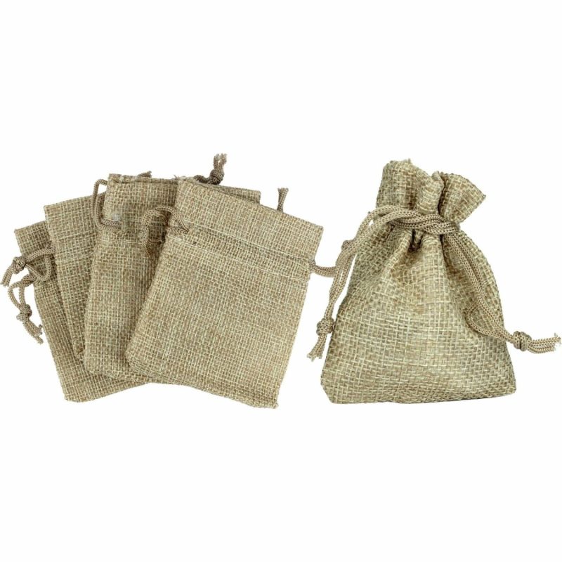 Party Bags | Hessian Bags 7Cm X 9Cm (Pack Of 6) Gifts Party Bags