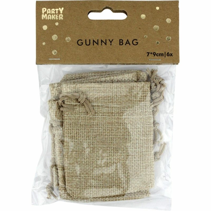 Party Bags | Hessian Bags 7Cm X 9Cm (Pack Of 6) Gifts Party Bags